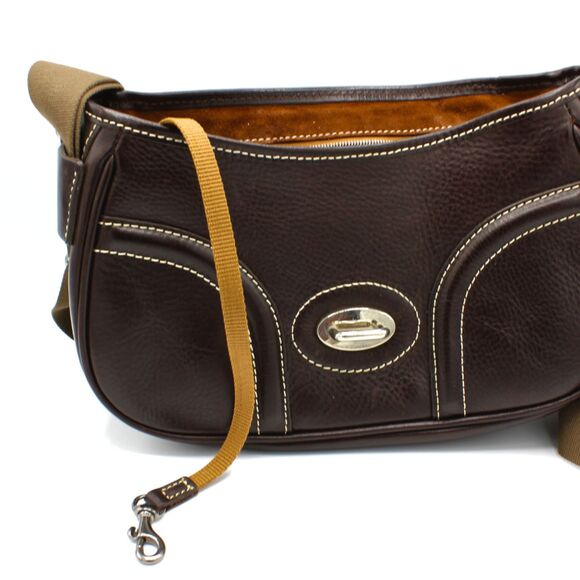 Dooney & Bourke Florentine Toscana Crossbody Purse Brown Leather Saddle Bag - Picture 4 of 11